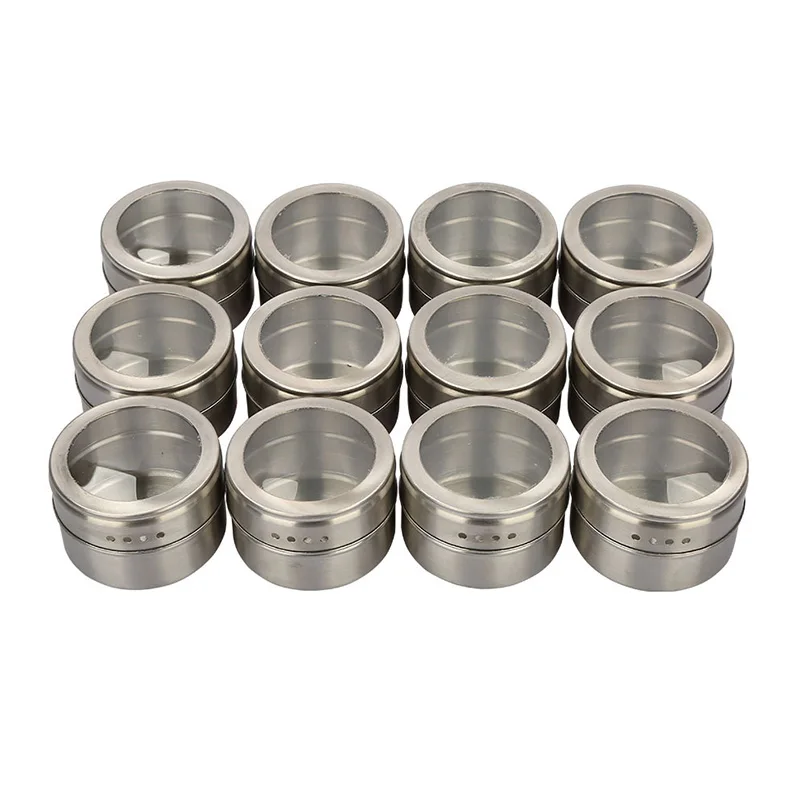 Condiment Container Silver Stainless Steel seasoning box 1Pcs Pepper Box Powder Cans 6.5*4.5CM Multifunction Kitchenware