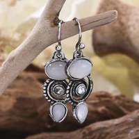 vintage moonstone butterfly drop earrings boho fashion ethnic moon dangle earring antique silver women beach jewelry brincos