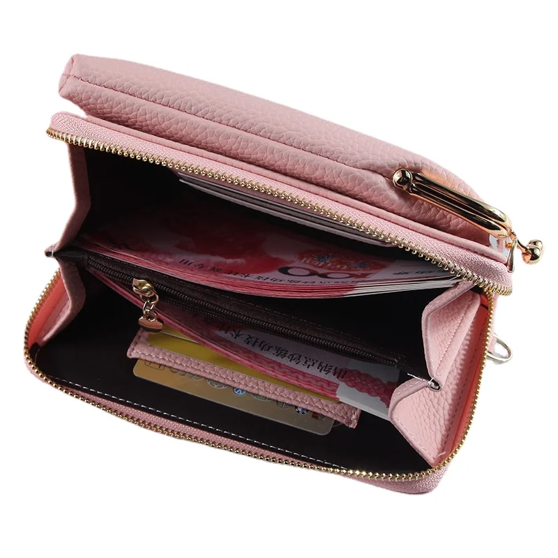 

Women's Wallet High Quality PU Solid Color Mobile Phone Bag Multi-Card Storage One-Shoulder Diagonal Bag Hot Sale