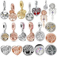 fit original pan charms bracelet women men rose gold silver color family life tree beads for jewelry making diy cz heart pendant
