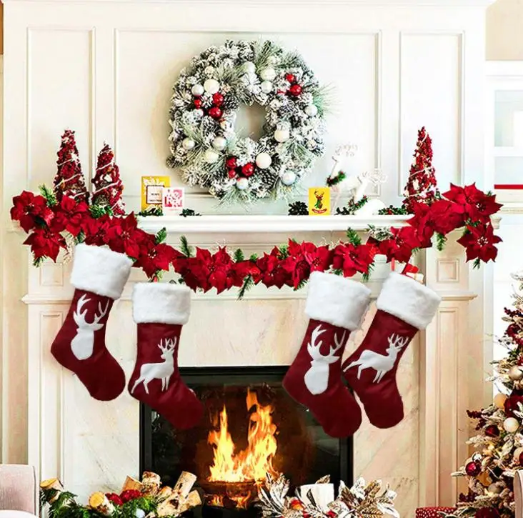 Christmas Gift Bag Christmas Stocking Christmas Tree Ornament for Kids Candy Bag Stocking New Year Prop Socks Xmas Decoration