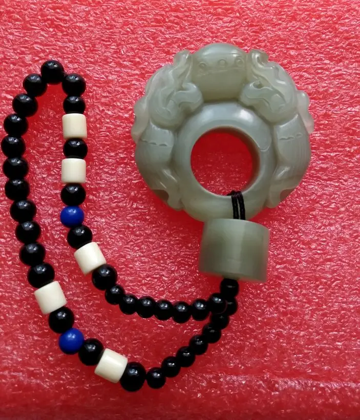 Ручной серый нефритовый амулет для собак украшения талисман счастливого зверя |