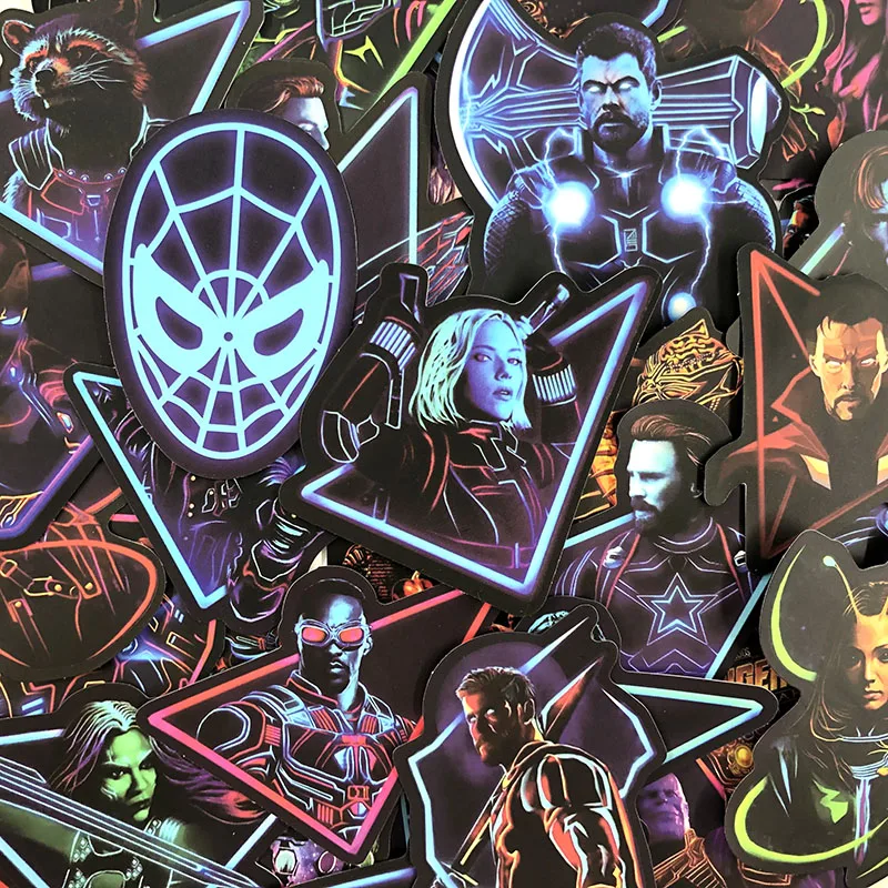 48 шт./компл. фосфоресцирующие наклейки Marvel граффити наклейки для скейтборда мотоцикл Чемодан ноутбук Тетрадь игрушка классная домашнего декора