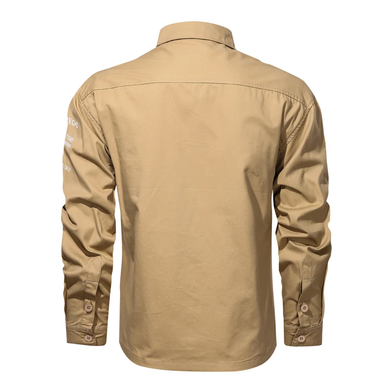 Лидер продаж Брендовые мужские рубашки с длинным рукавом военная хлопковая