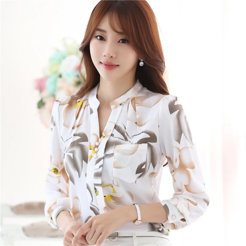 2020 Spring Autumn Fashion women tops lady tops V-Neck Slim Chiffon blouse shirt Office Work Wear Women shirts Plus Size Blusas