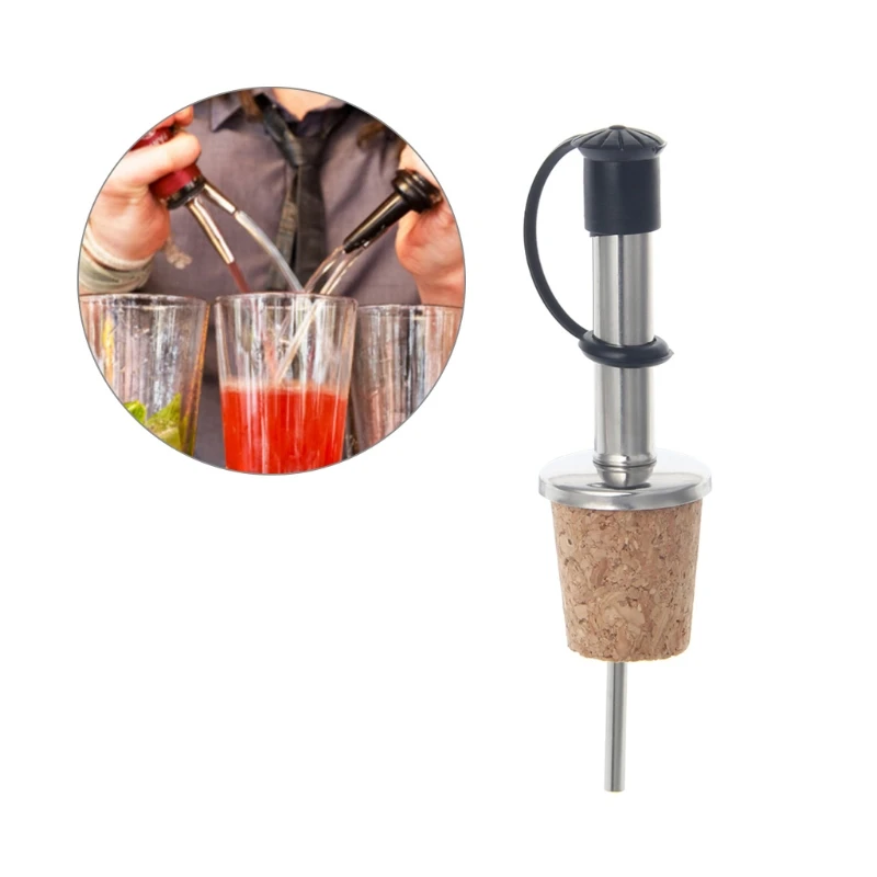 

Stainless Steel Wine Oil Bottle Pourer Vinegar Spout/ Natural Cork