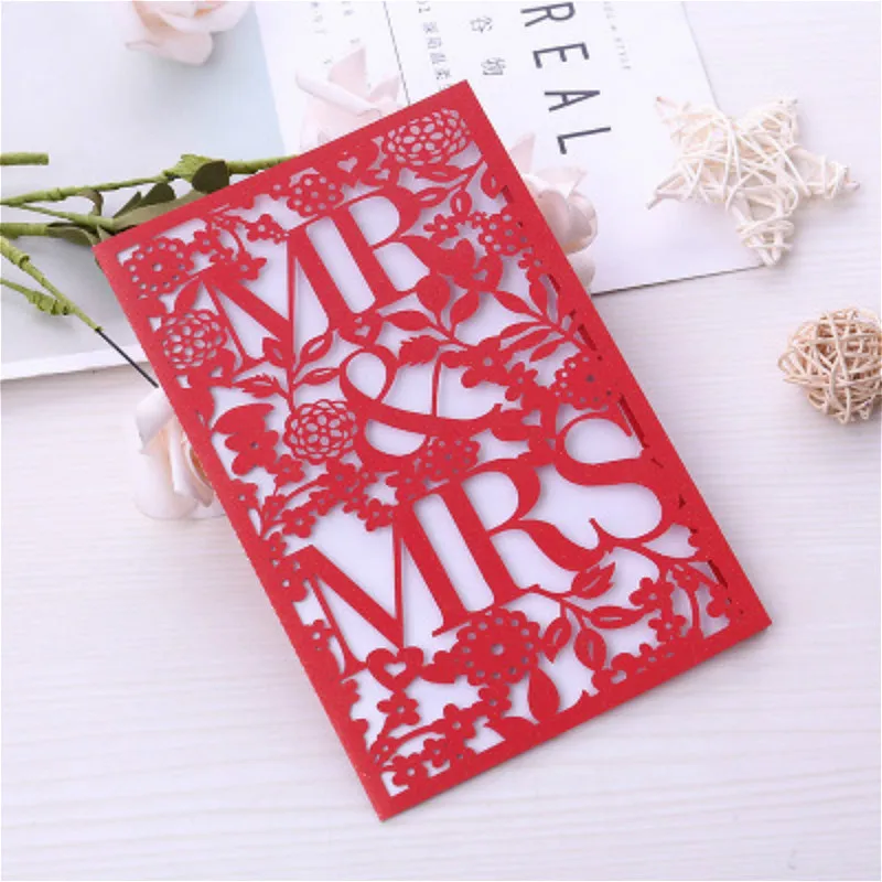 1 шт. Красный Белый Элегантный лазерный Вырез свадебные пригласительные открытки