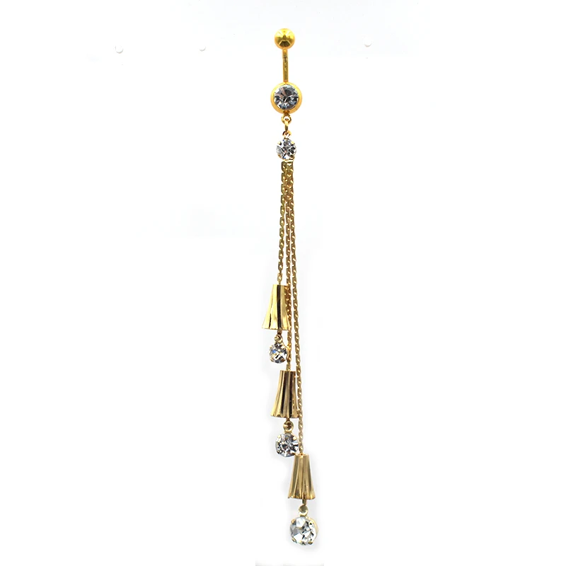 Fashionable stainless steel tassel belly button nail personality body piercing jewelry bell pendant gold color 2020 summer gift | Украшения