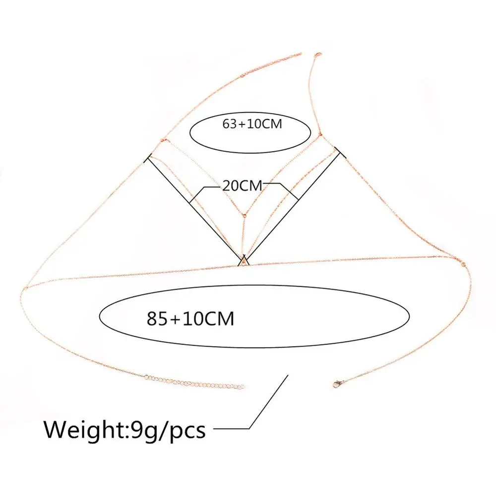 Цепочка для тела Женская Блестящая ожерелье с цепочкой бюстгальтера в стиле