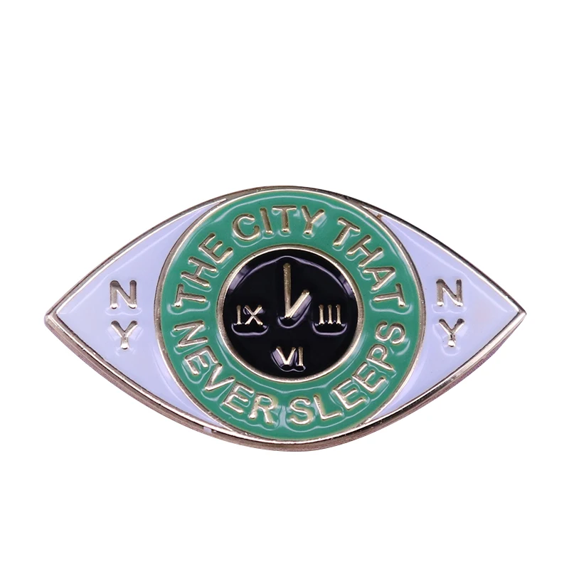 Эмалированная брошь с белыми глазами и зелеными часы в глазах вдохновленная