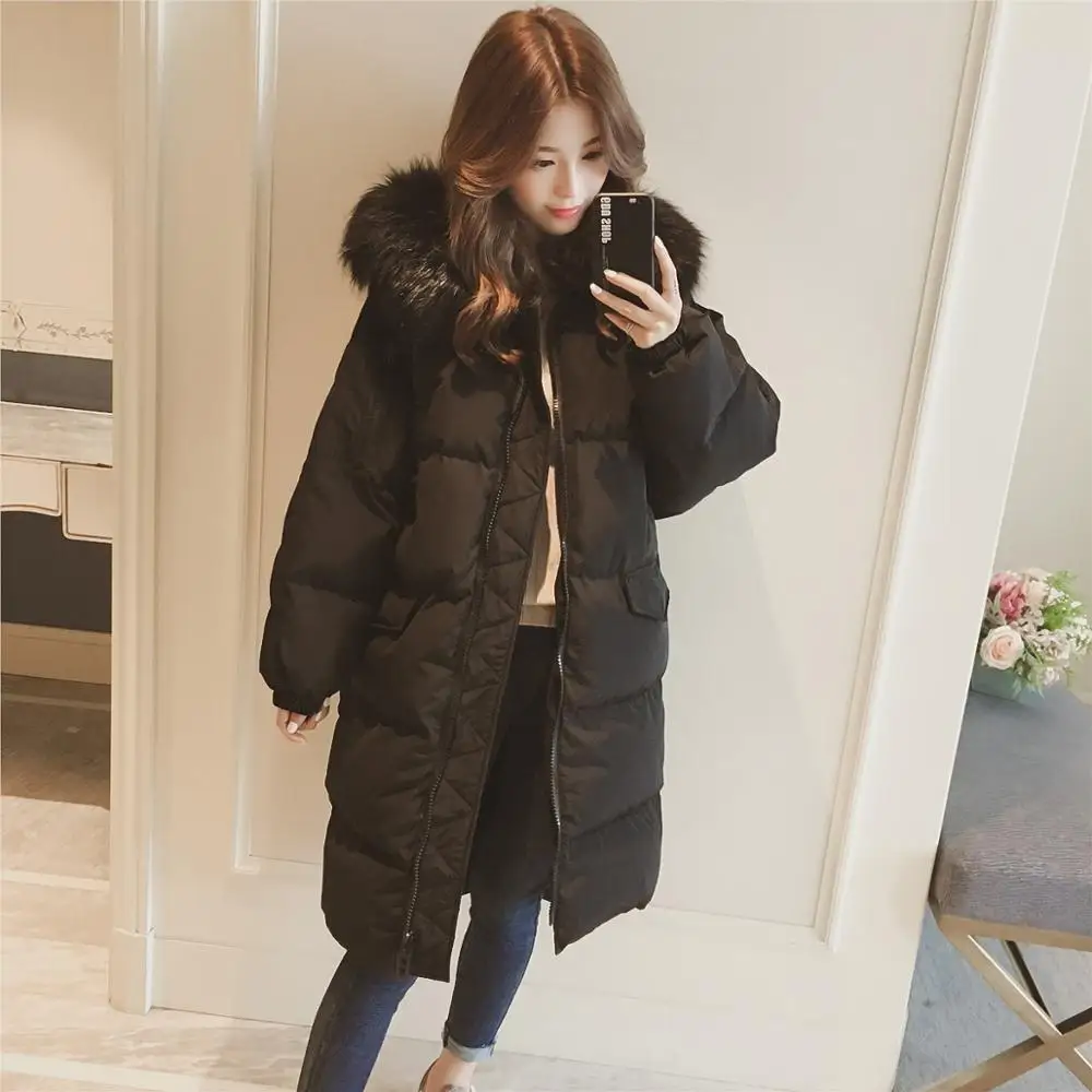 

New Winter Hooded Warm Down Coat Women Casual Long women Down Jackets Ladies Thicken Cotton Women Parka Outerwear Korean Coat