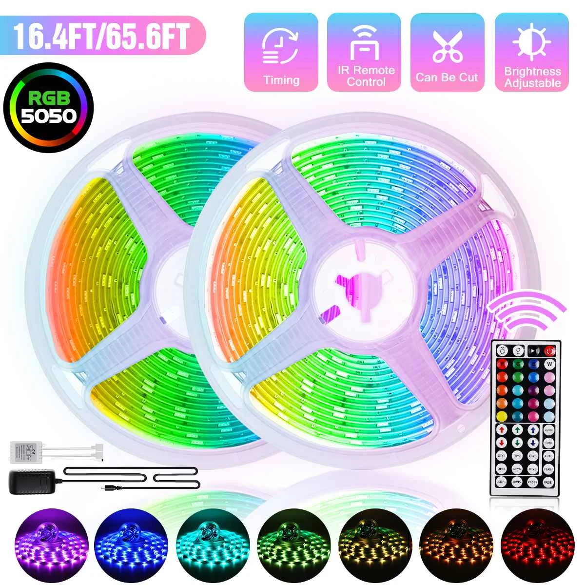 

Светодиодная лента RGB 5050SMD, водонепроницаемая, 5 м, 24/44 дюйма