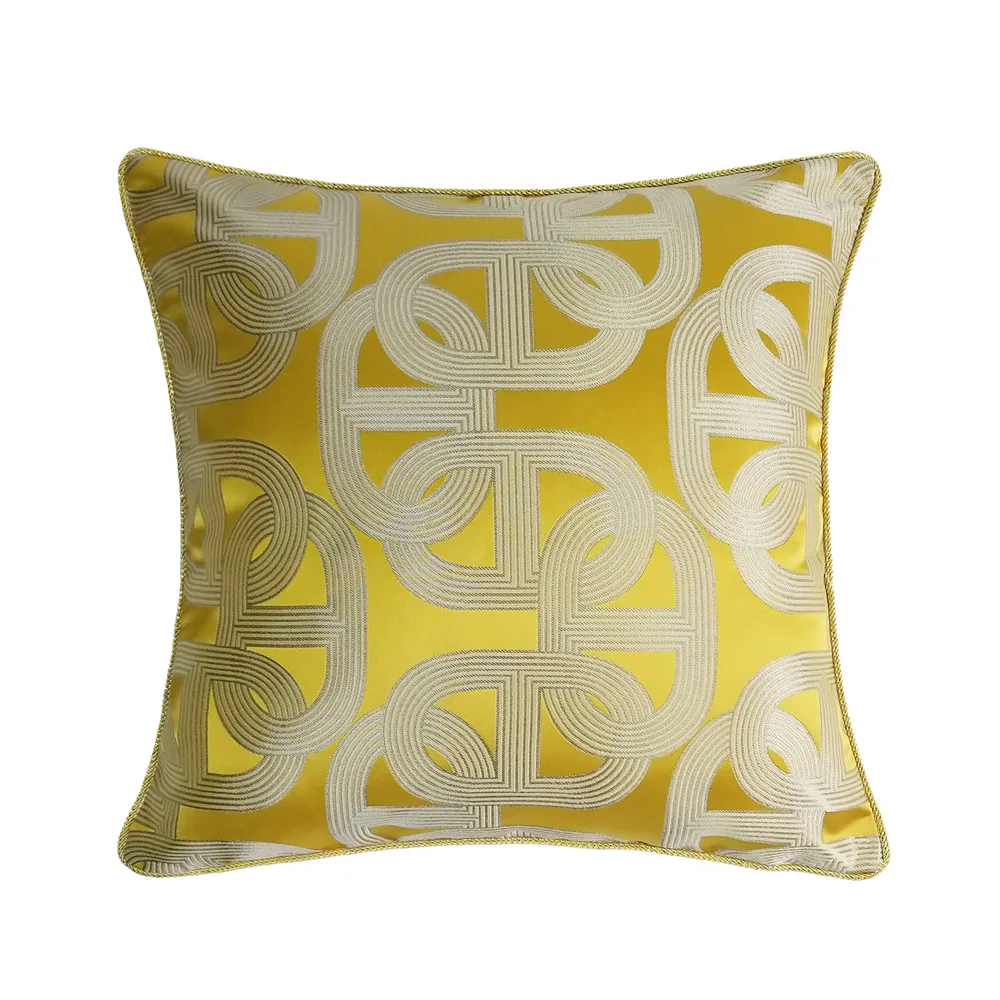 

DUNXDECO Cushion Cover Decorative Pillow Case Modern Simple Geometric Gold Knot Jacquard Coussin Sofa Bedding Decorating