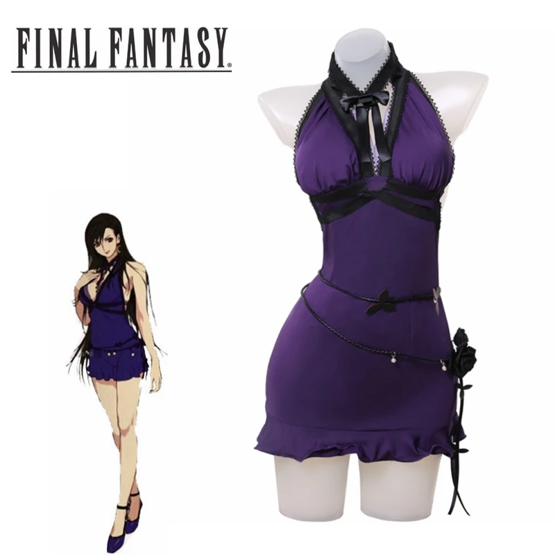 

Game Final Fantasy VII Remake Tifa Cosplay Costume Women Dress Tifa Lockhart Blue Dress Sexy Party Costume Halloween