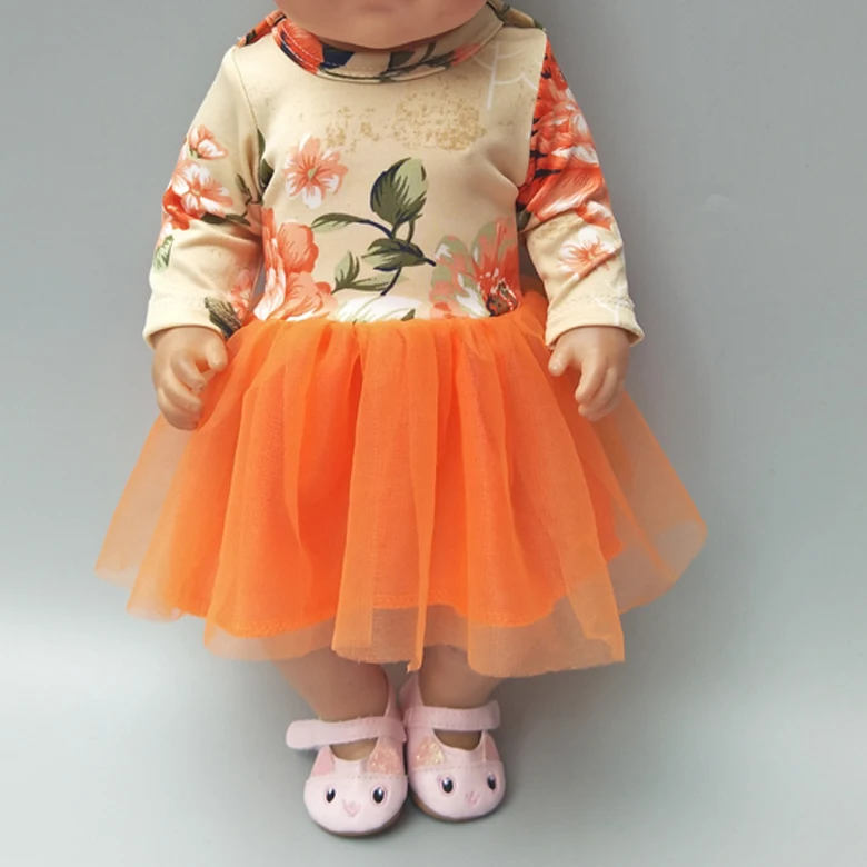 Для 43 см куклы новорожденного оранжевая рубашка кружевное платье для 18-дюймовой