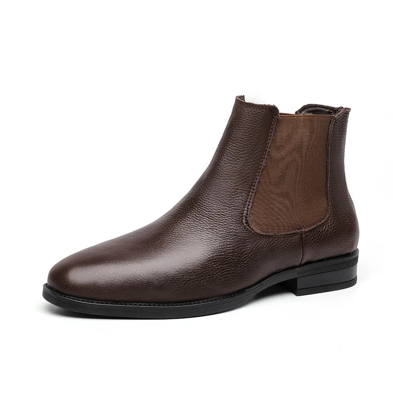 

Ботинки Челси мужские кожаные, Элегантные классические, без застежки, мотоциклетные Модные Винтажные, на платформе, в британском стиле
