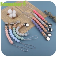 fosmeteor baby pacifier chain multi color diy without bap silicone molar beads anti lost chain iron clip pacifier chain