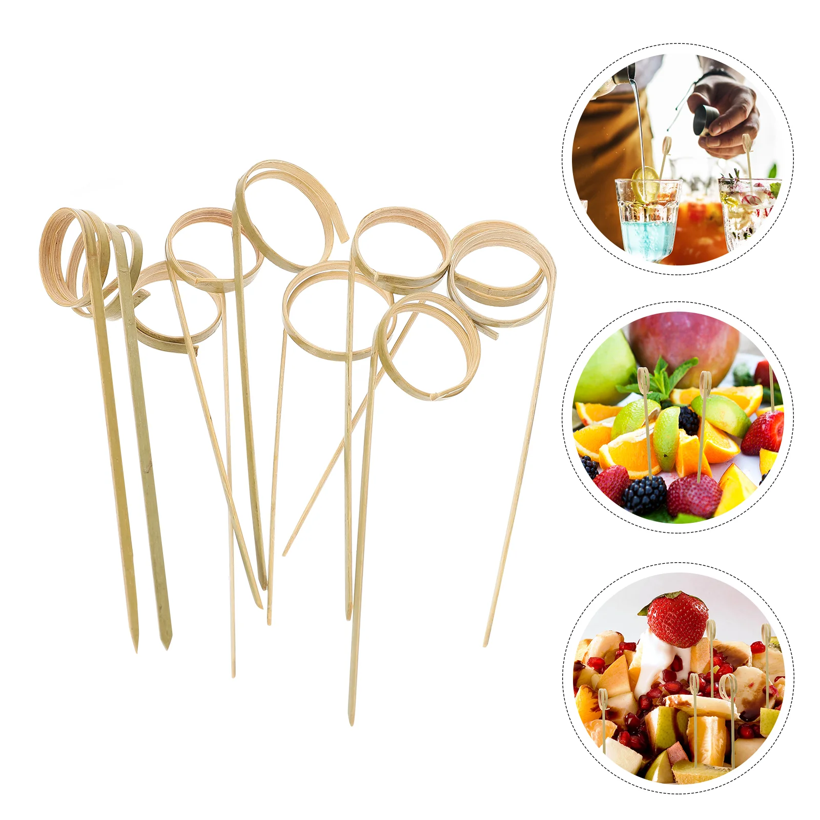 

100Pcs Disposable Fruit Picks Decorative Cocktail Picks Bamboo Dessert Food Picks