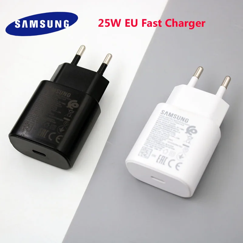 Оригинальное зарядное устройство для Samsung Galaxy S21 Note 20 10 Ultra S20 A70 S10 25 Вт с европейской вилкой, сетевое зарядное устройство для быстрой зарядки, USB адаптер 1 м, кабель USB C на Type C