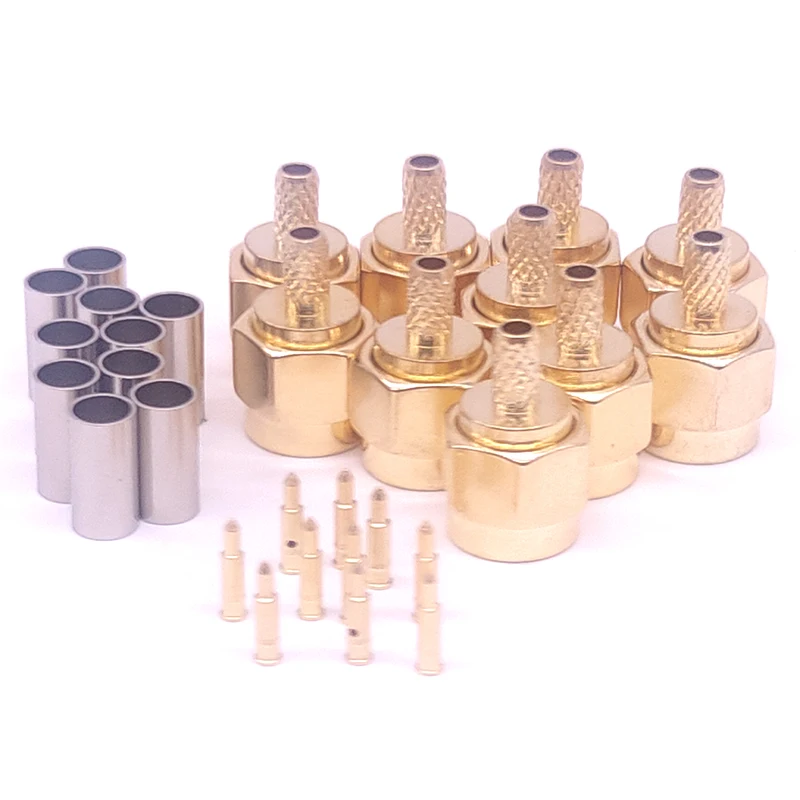 

10 шт., обжимные штекеры SMA для коаксиального радиокабеля RG316 RG174 RG179 LMR100