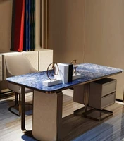 Modern homeic writing desk simple rock office table light luxury modern stone blue marble desk executive desk