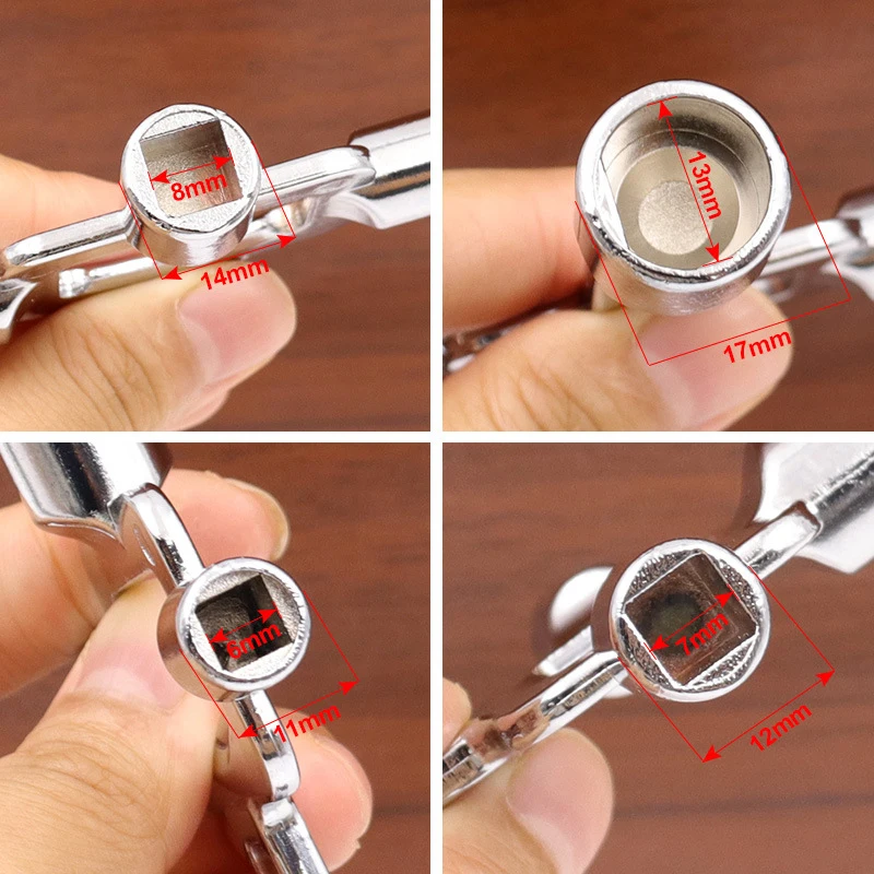 4 In 1 Multifunction Cross Switch Key Wrench Alloy Universal Square Triangle for Elevator Electrical Cupboard Box Train Cabinet |