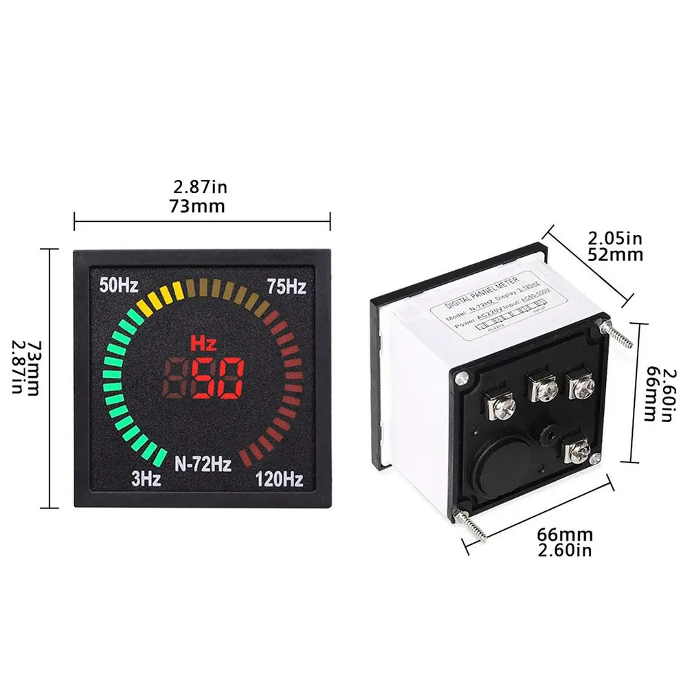 

Square LED Digital Voltmeter Ammeter Frequency Current Voltage Meter Indicator Gauge Tester Measure AC 50-500V 3-120A 3-120HZ