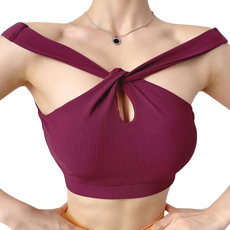 

Новый сексуальный женский спортивный бюстгальтер с эффектом пуш-ап, короткий топ, женский дышащий топ с вырезами, Сексуальная Спортивная од...