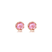 pink sparkling crown stud earrings cz rose golden jewelry small earrings for women fashion spring jewelry earrings