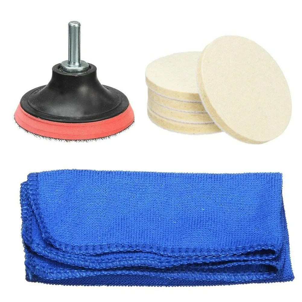 

1 Set 3\" Windscreen Scratch Remover Glass Polishing Pad +Drill Adapter Backing Pad Rayon Felt Polishing Pads Cloth For Rotar