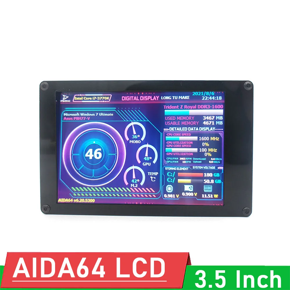 Polegada Ips Display Lcd Monitor Usb2lcd Aida64 Chassi Tela de Exibição Usb Sub-tela de Apoio Computador Raspberry pi 3.5 Peças e acessórios p/ instrumentos