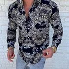 Рубашка мужская с длинным рукавом, модная повседневная с цветочным принтом, осенняя Классическая на пуговицах, с отложным воротником, Top2021