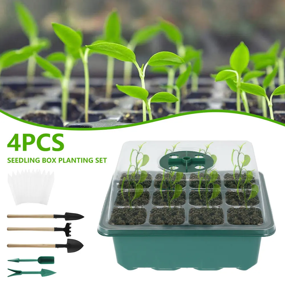 

4 упаковка семян стартовый поднос, поднос для рассады, горшки для выращивания растений с 12 ячейками, мини-парниковые подносы для выращивания...