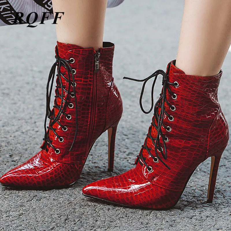 Ботильоны женские на очень высоком каблуке пикантные модные ботинки из