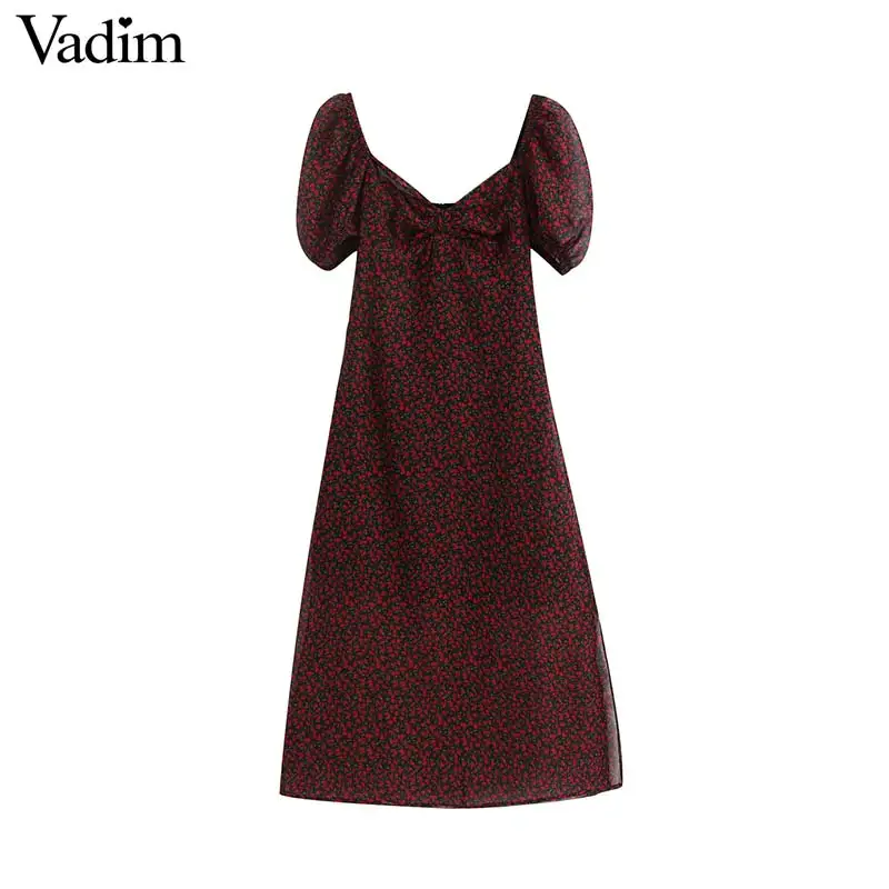 Vadim милый женский из шифона с цветочным рисунком миди платье v образным вырезом