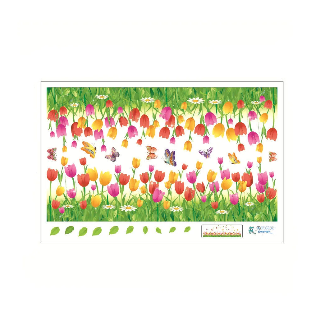 Чудесный сад Тюльпан цветок бабочка декорация на стену Стикеры s DIY настенные