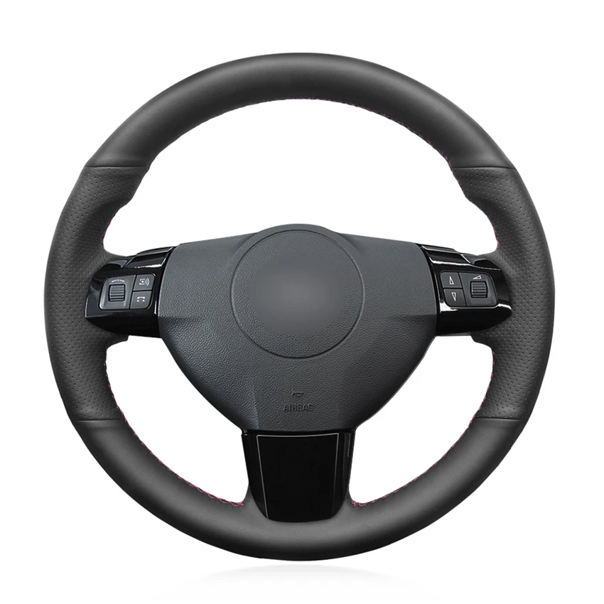 

Рука сшитый черный искусственной кожи чехол рулевого колеса автомобиля для Защитные чехлы для сидений, сшитые специально для Opel Astra H Signum ...