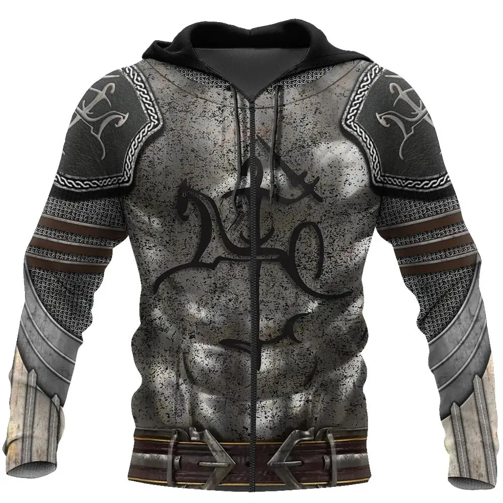 Худи мужское в стиле Харадзюку модная кофта с 3D-принтом армированный Рыцарь Воин