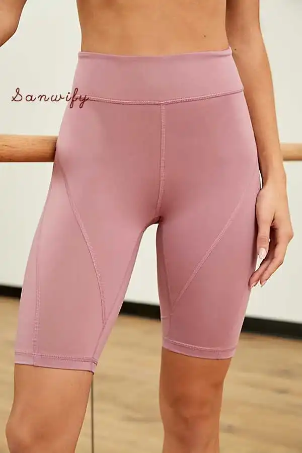

Knee Length High Waist Yoga Shorts For Women Gym Shorts Athletic Fitness Sport Jogging Trouser Gym Running Cycling Short