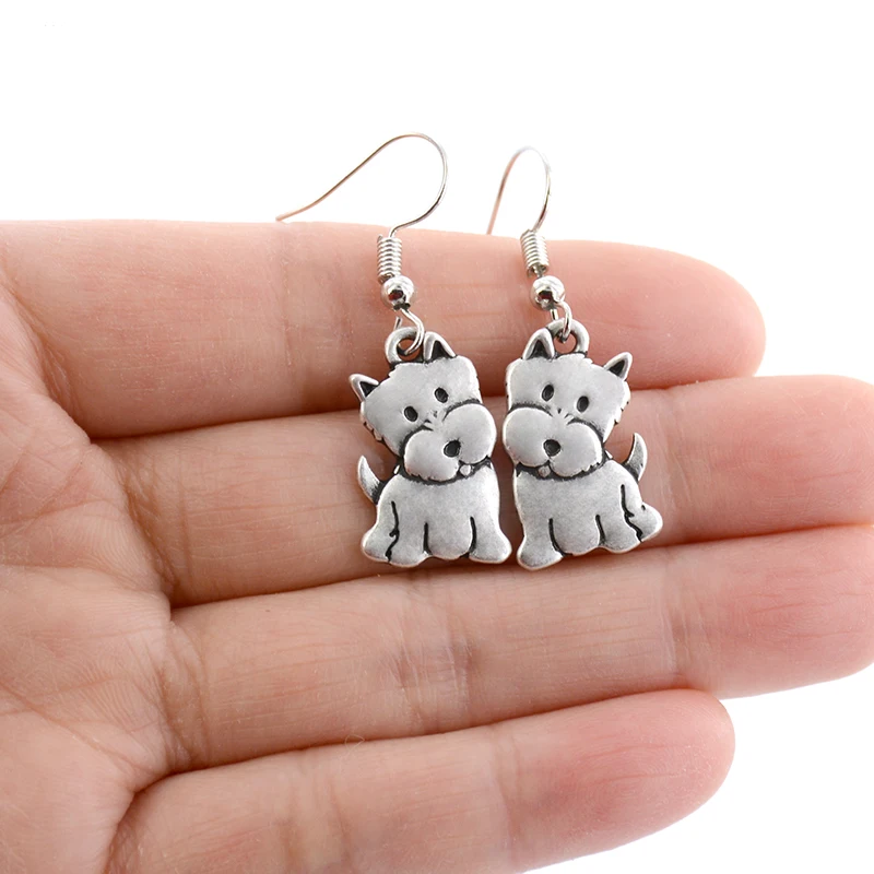 

New Vintage West Highland Terrier Dog Drop Earring Boho Pets Dogs Brincos Lover Gifts Jewelry Earrings For Women Pendientes