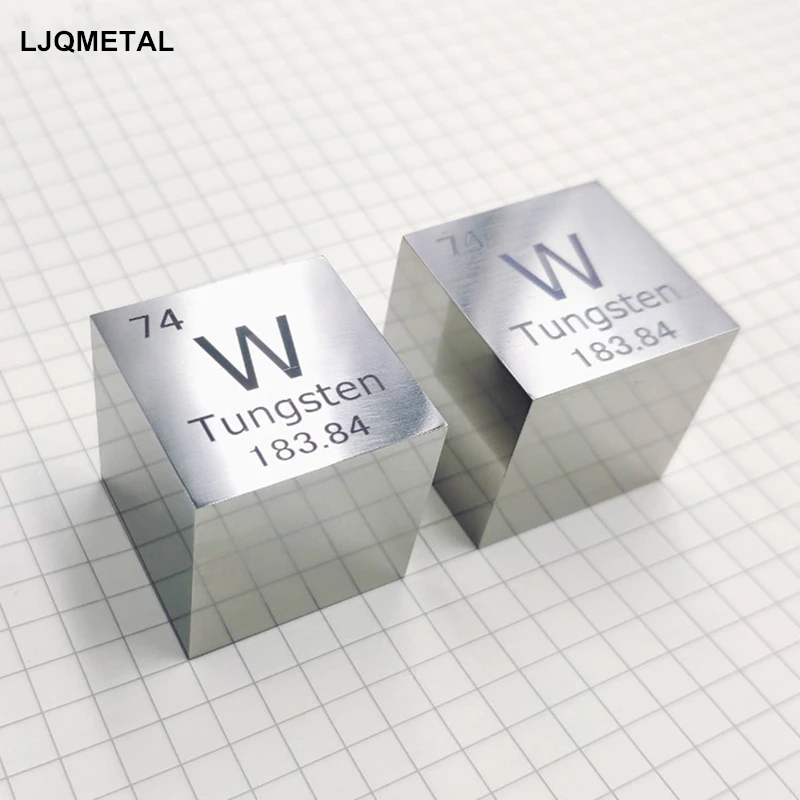 

25.4mm Metal Tungsten Cube Mirror Polished Double-sided Engraving 99.95% Pure W Element Decoration Collection Experiment