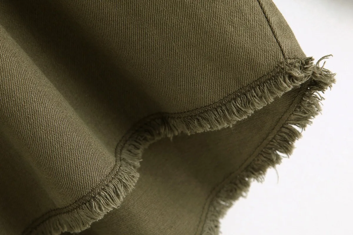 2019 Осенняя джинсовая куртка с кисточками Свободное пальто армейского зеленого