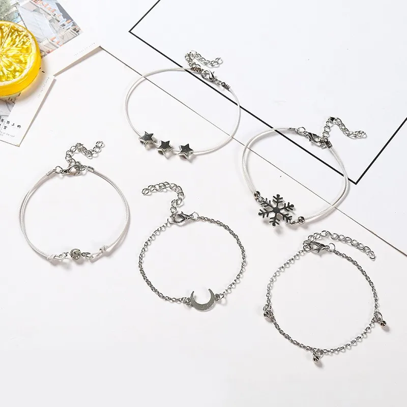 5 шт./компл. Модный бисер серебряного цвета Снежинка звезда Многослойные бисерные