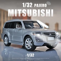 132 143 mitsubishi pajero v97 suv alloy model car die cast sound light steering shock aabsorber off road toys vehicle kid gift
