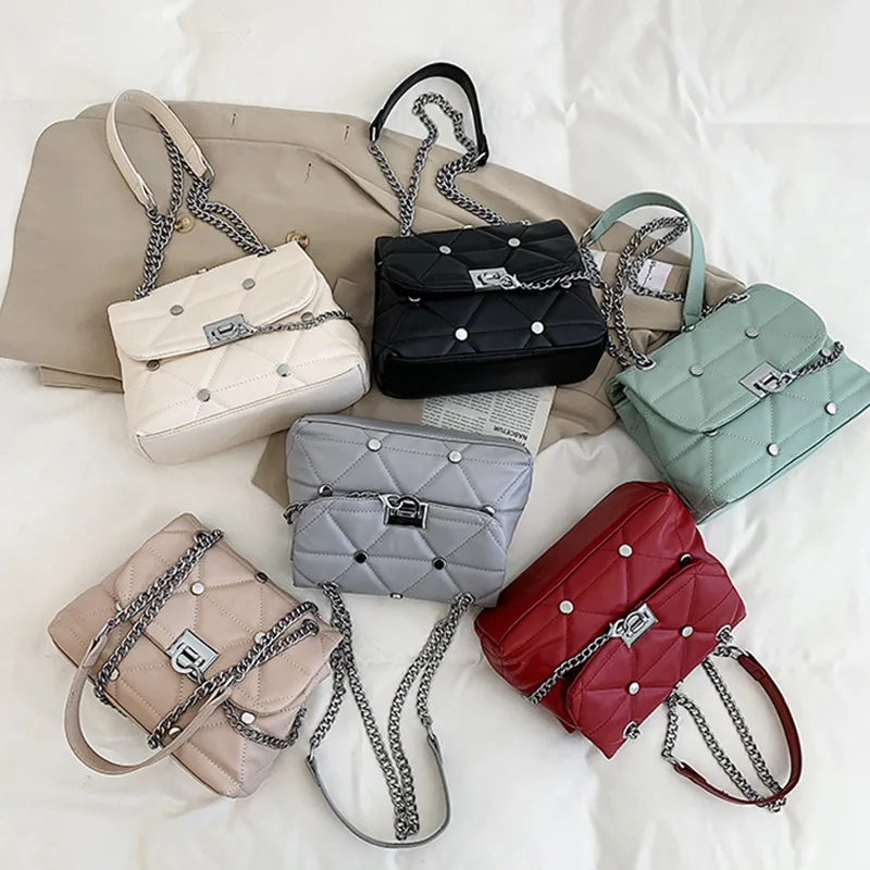 

PU Leather Chain Soft Shoulder Bag For Women 2021 New Fashion Lock Flip Messenger Bag Appointment Handbag Crossbody Underarm bag