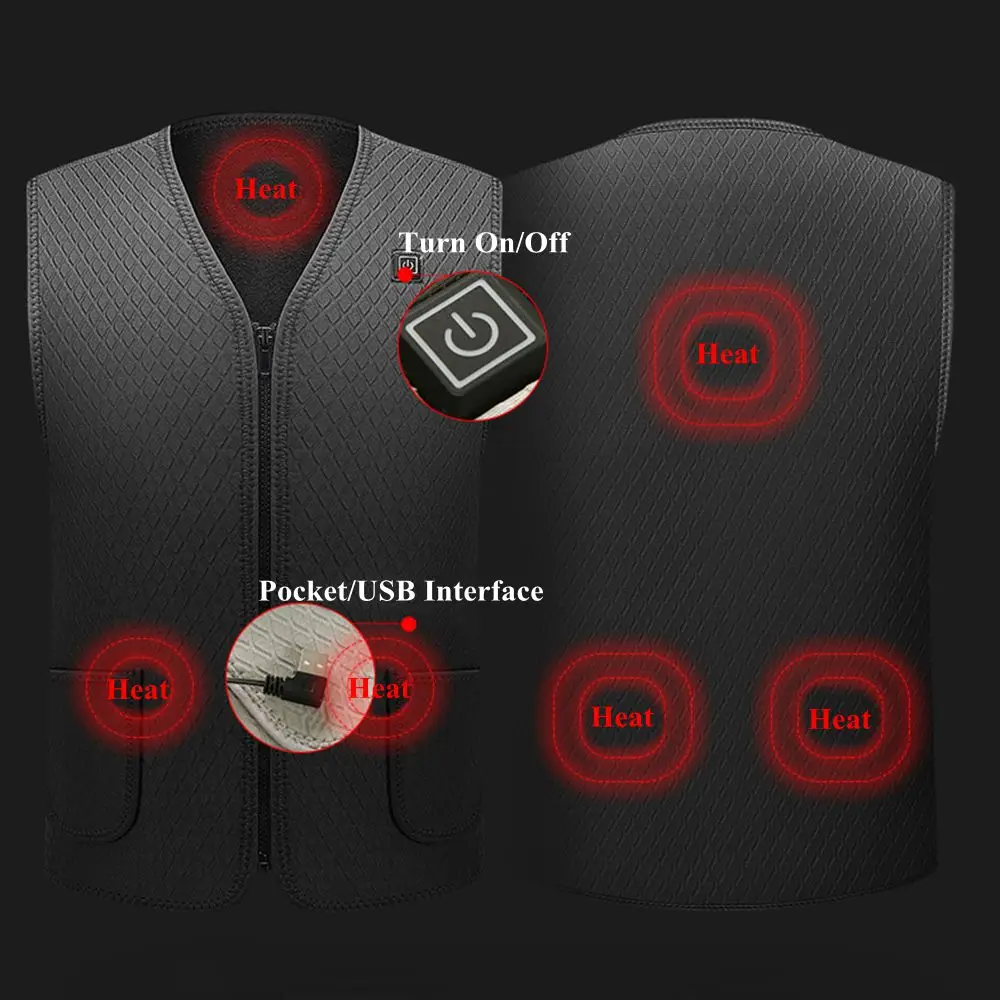 USB Heating Jackets Heated Vest Far Infrared Waterproof Cotton Coat Super Warm Outdoor Camping Hiking Men Sports Winter | Спорт и
