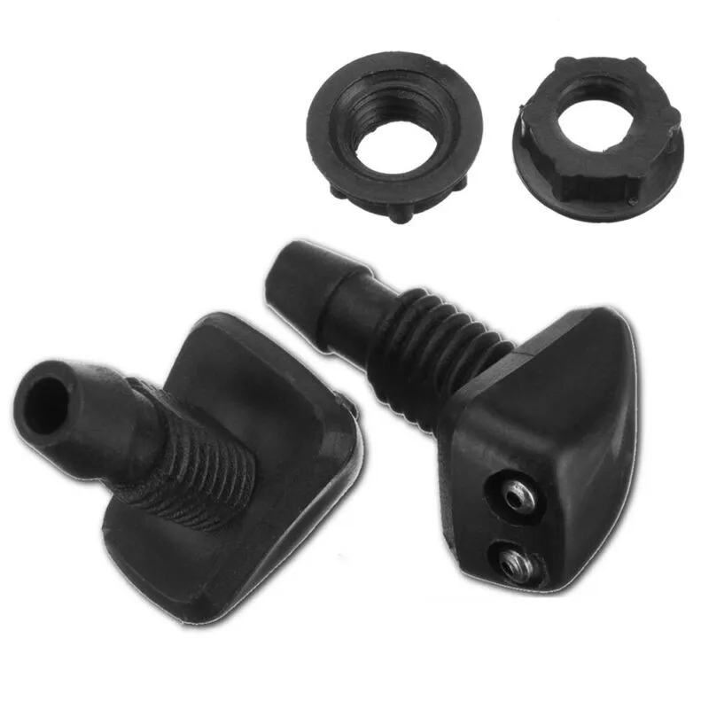 

2pcs Windscreen Washer Spray Kits Black Car Front Jet Plastic Replacement Wiper Nozzles
