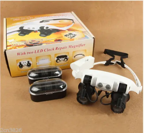 Бинокулярная Лупа со светодиодной подсветкой увеличительное стекло для часов