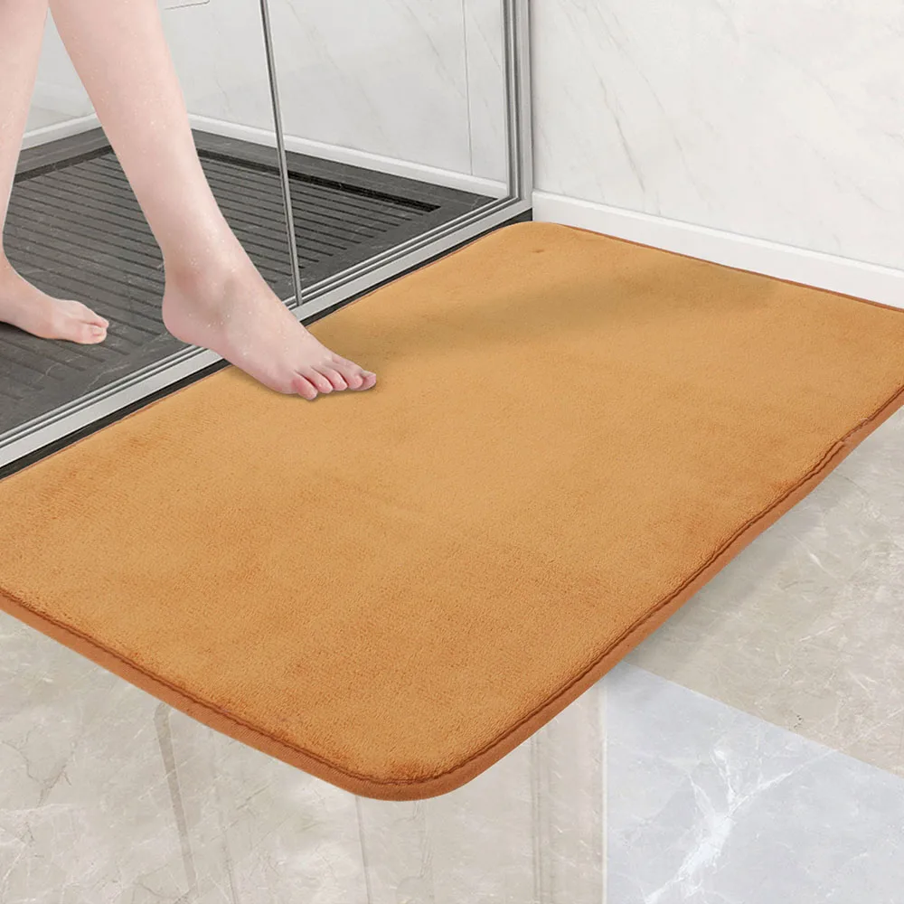

Bathroom Door Entrance Mat Semi-circular Solid Color Bath Rug Non-Slip Latex Bottom Coral Velvet Floor Carpet Absorbent Mats