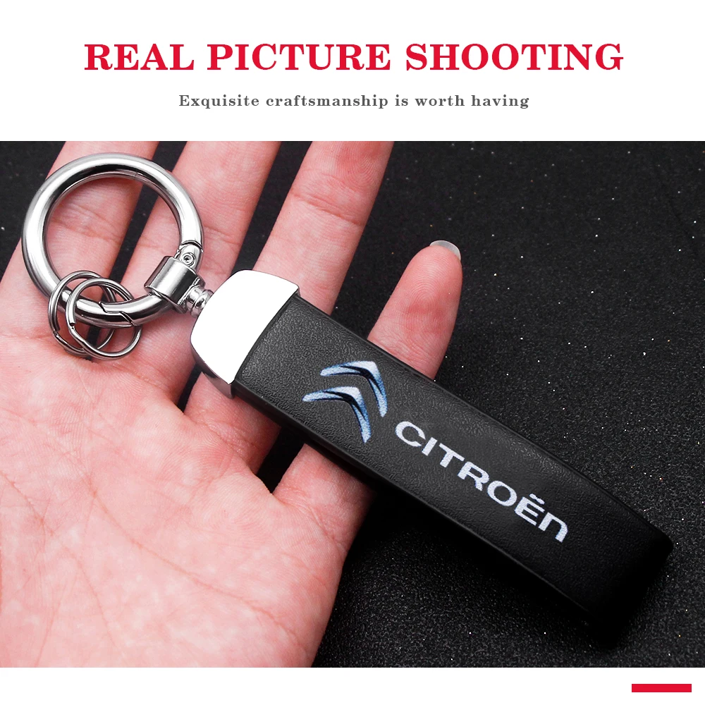 

Car Metal Keychain Leather Key Ring 3D Logo Key Case Car Styling For Citroen C4 C1 C5 C3 C6 C5 C8 DS C-ELYSEE Auto Accessories